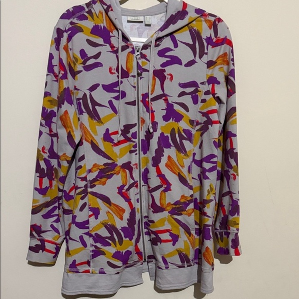 Logo lounge Full zip printed hoodie